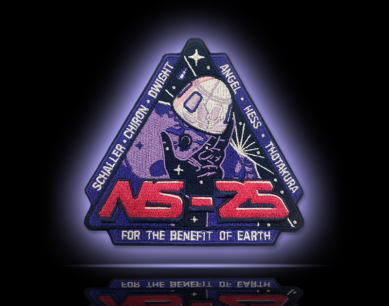 NS-25のミッションパッチ。搭乗する6人の名前が刻まれている（出典：Blue Origin）