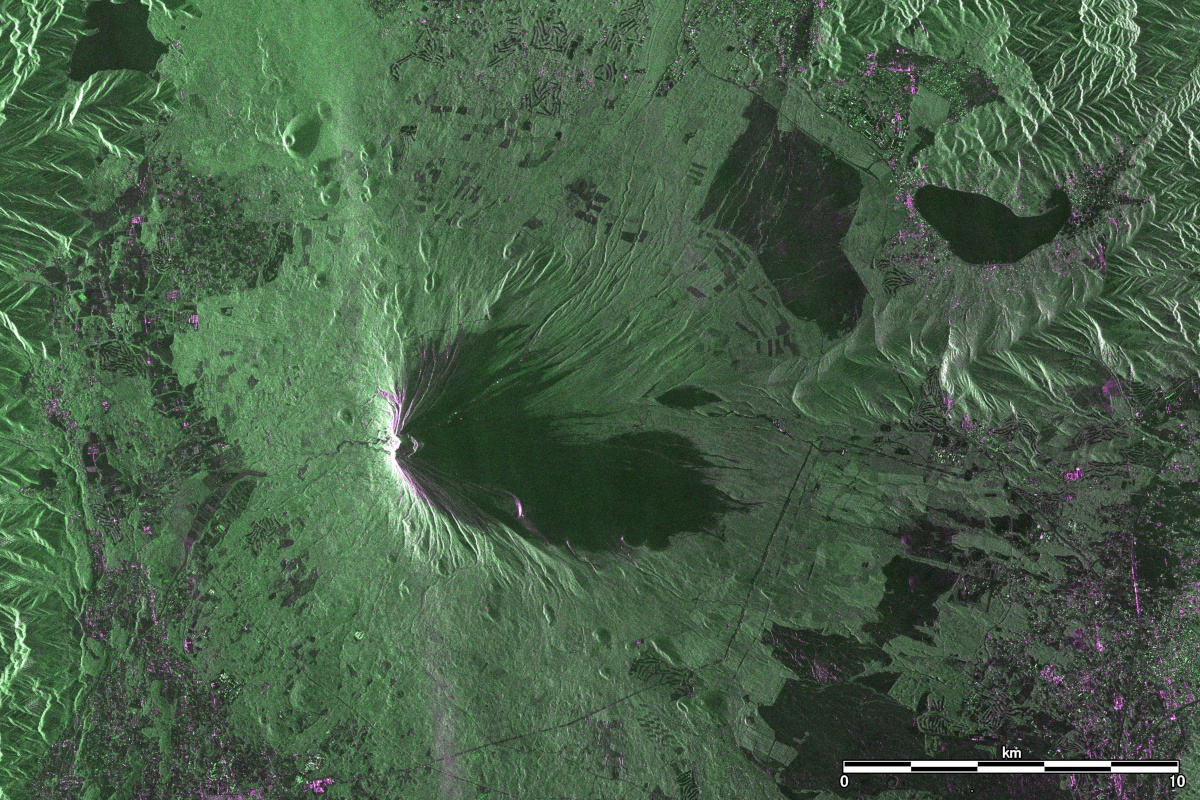 画像4：PALSAR-3で観測した富士山周辺の拡大画像（出典：JAXA）