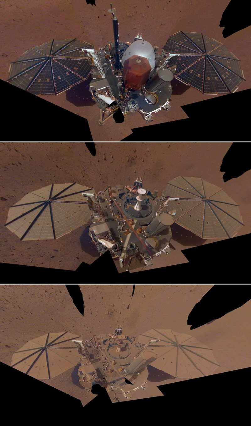 砂に覆われていくInSight（出典：NASA）