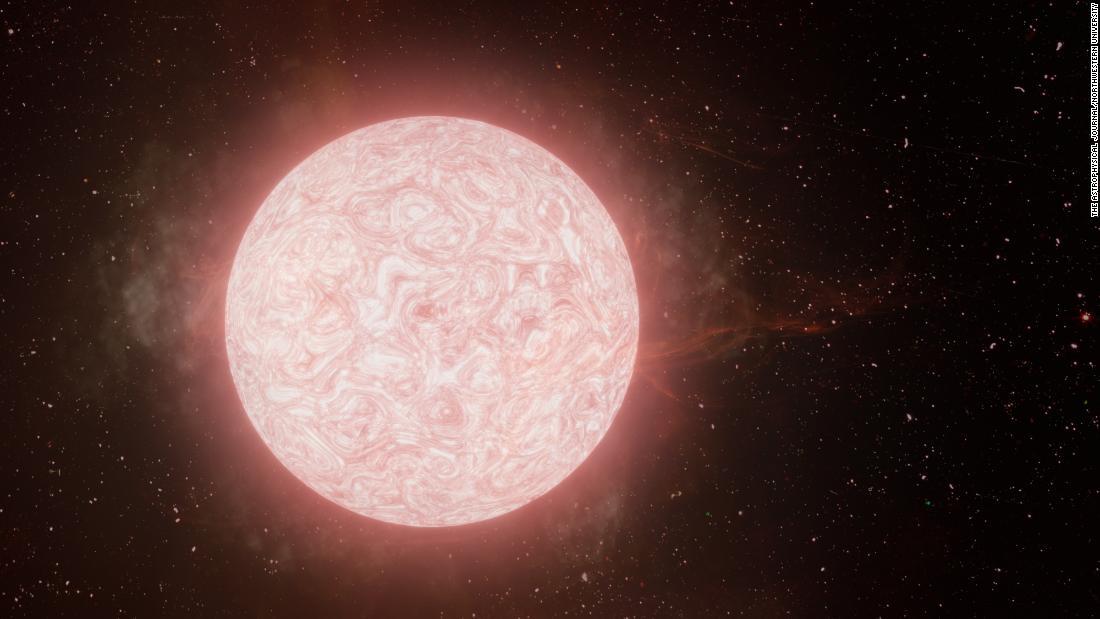 赤色超巨星が死期を迎え、ガスを噴出していることを表したイメージ画
