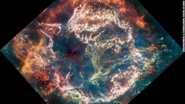 詳細を捉えた超新星残骸「カシオペア座A」の様子/NASA/ESA/CSA/D.D.Milisavljevic/T.Temim/I.De Looze