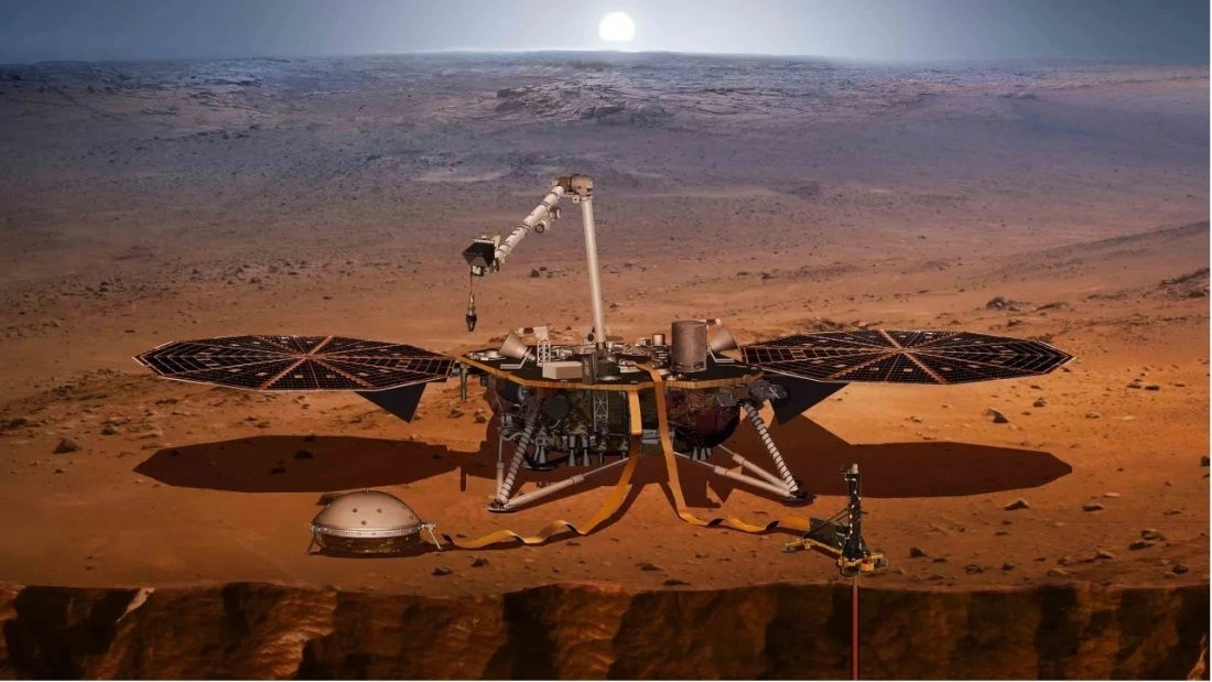 火星探査機「インサイト」のイメージ図/NASA/JPL-CALTECH